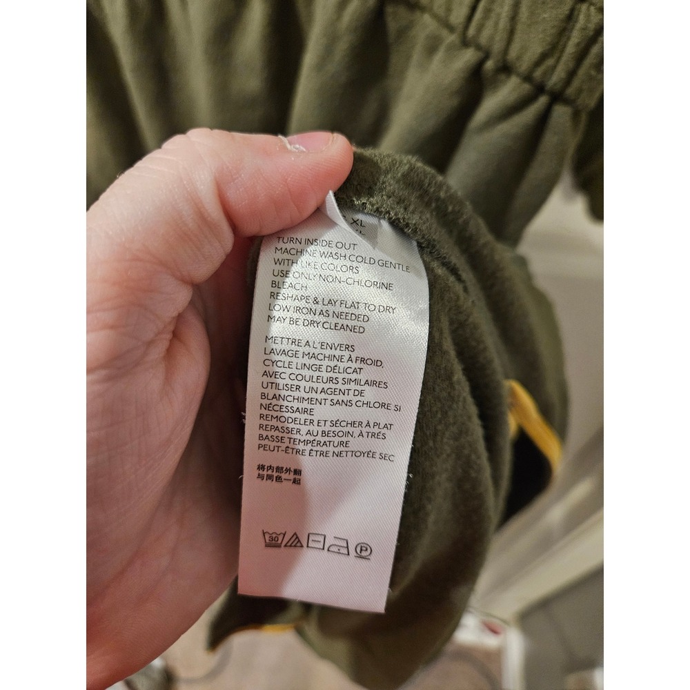 Anthropologie Thalia Midi Dress XL Olive Green Sweatshirt Belt Missing Pocket - Picture 4 of 6